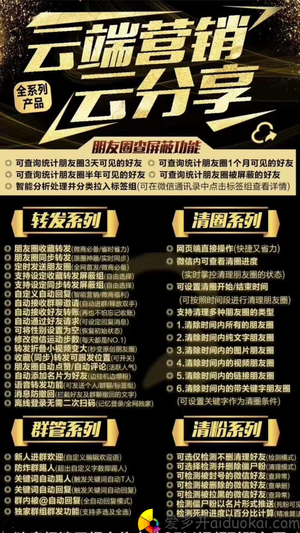【云分享激活码】云端转发定时转发朋友圈收藏转发群管理功能