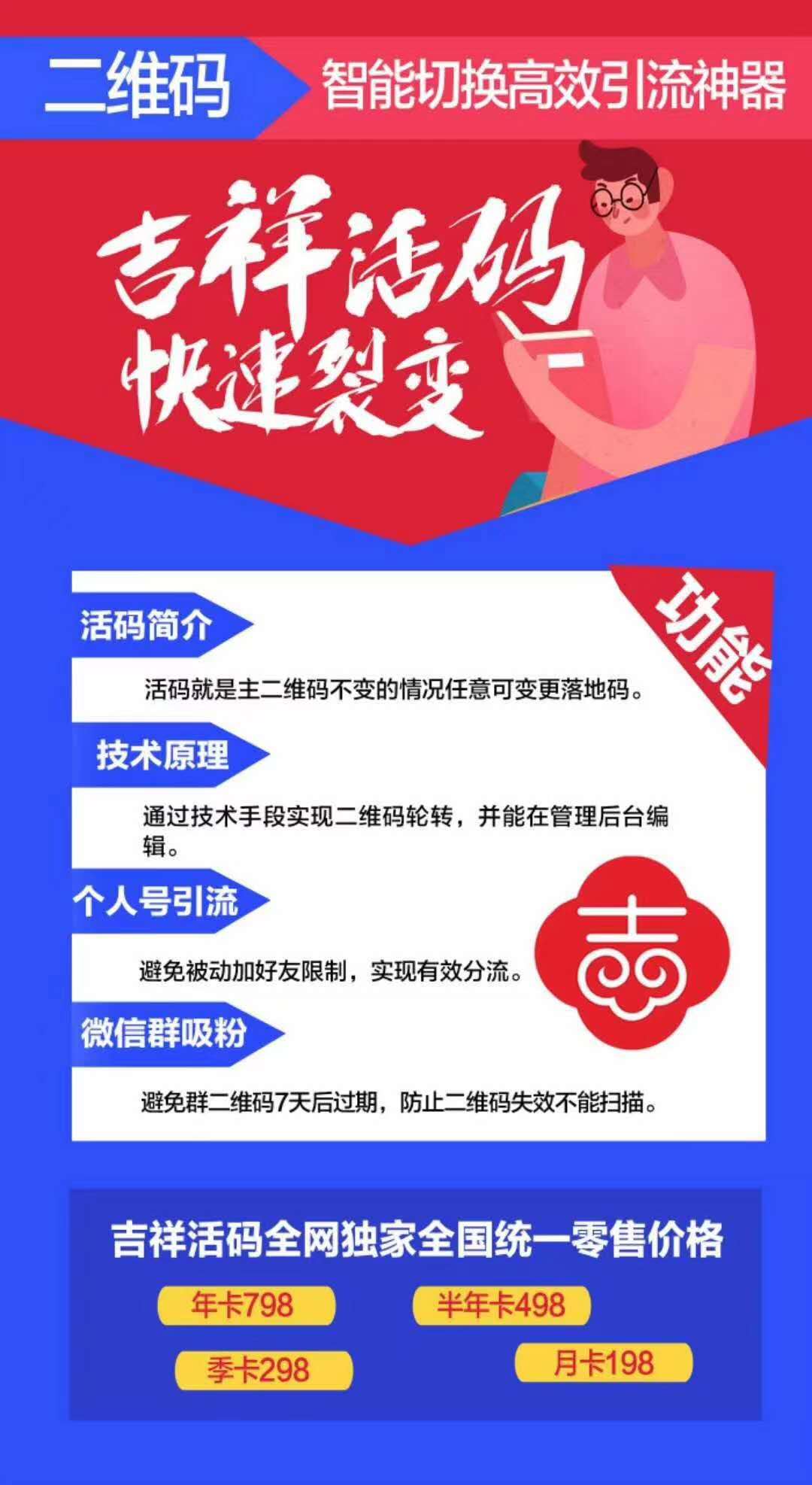 【吉祥活码教程工作原理】自动换个人二维码群二维码工供其引流使用