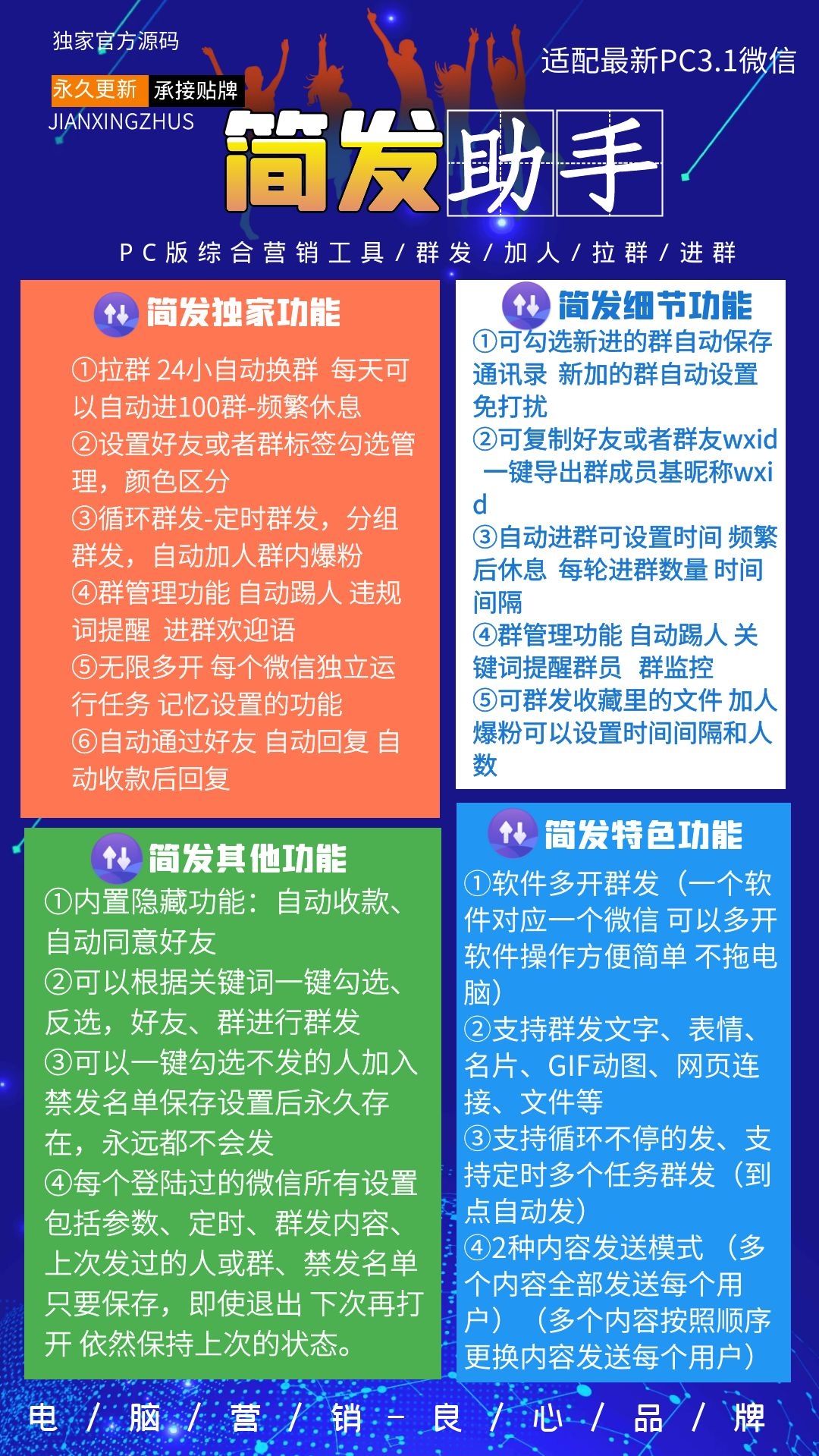 【简发助手】电脑版无限多开支持最新3.1微信日进100裙