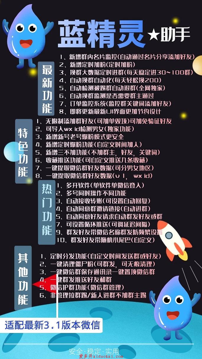 【蓝精灵助手】电脑PC端高端微信综合多功能营销软件