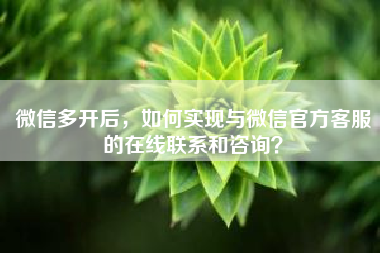 微信多开后，如何实现与微信官方客服的在线联系和咨询？.微信怎么联系在线客服