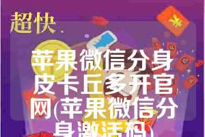 苹果微信分身皮卡丘多开官网(苹果微信分身激活码)