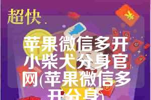 苹果微信多开小柴犬分身官网(苹果微信多开分身)