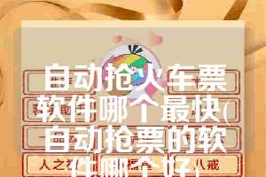 自动抢火车票软件哪个最快(自动抢票的软件哪个好)