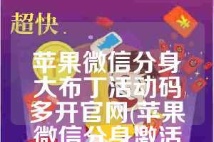 苹果微信分身大布丁活动码多开官网(苹果微信分身激活码怎么获取)