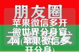 苹果微信多开微世界分身官网(苹果微信多开分身)