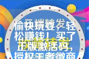 愉快玩耍，轻松赚钱！买了正版激活码，授权王者微商活动码，微信多开，秒抢红包，让你微商无压力！