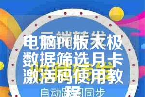 电脑PC版太极数据筛选月卡激活码使用教程