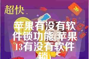 苹果有没有软件锁功能(苹果13有没有软件锁)