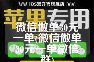 微信做单30元一单(微信做单30元一单微信群)