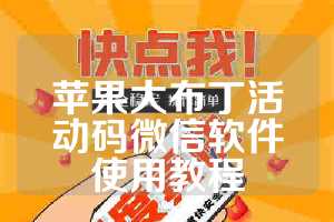 苹果大布丁活动码微信软件使用教程