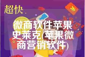 微商软件苹果史莱克(苹果微商营销软件)