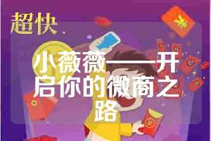 小薇薇——开启你的微商之路