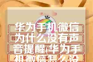 华为手机微信为什么没有声音提醒(华为手机微信怎么没有声音了)