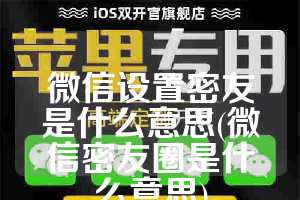 微信设置密友是什么意思(微信密友圈是什么意思)