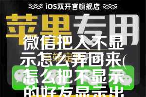 微信把人不显示怎么弄回来(怎么把不显示的好友显示出来)