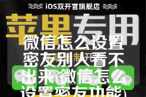 微信怎么设置密友别人看不出来(微信怎么设置密友功能)