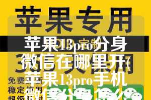 苹果13pro分身微信在哪里开(苹果13pro手机微信分身怎么弄)