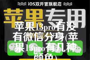 苹果13pro有没有微信分身(苹果13pro有几种颜色)
