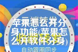 苹果怎么开分身功能(苹果怎么开软件分身)