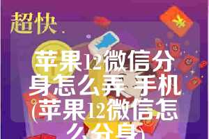 苹果12微信分身怎么弄 手机(苹果12微信怎么分身)