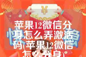 苹果12微信分身怎么弄激活码(苹果12微信怎么分身)