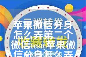苹果微信分身怎么弄第二个微信test(苹果微信分身怎么弄第二个微信要收钱吗)