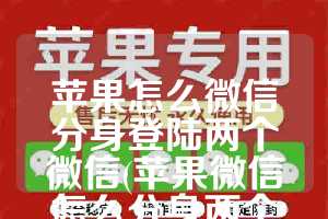 苹果怎么微信分身登陆两个微信(苹果微信怎么分身两个微信软件)