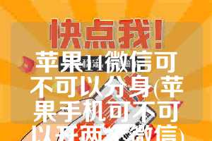 苹果14微信可不可以分身(苹果手机可不可以开两个微信)