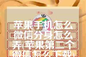 苹果手机怎么微信分身怎么弄(苹果第二个微信怎么下载)