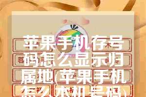 苹果手机存号码怎么显示归属地(苹果手机怎么本机号码)