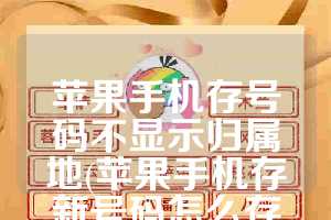 苹果手机存号码不显示归属地(苹果手机存新号码怎么存卡上)