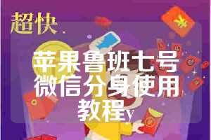 苹果鲁班七号微信分身使用教程y