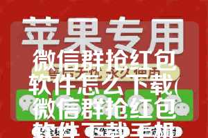 微信群抢红包软件怎么下载(微信群抢红包软件下载手机版)