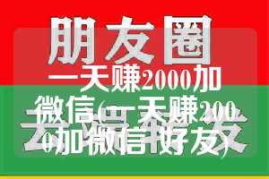一天赚2000加微信(一天赚2000加微信 好友)