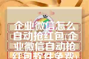 企业微信怎么自动抢红包(企业微信自动抢红包软件免费)