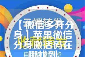 【微信多开分身】苹果微信分身激活码在哪找到