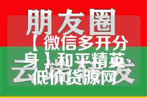 【微信多开分身】和平精英低价货源网