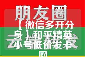 【微信多开分身】和平精英小号低价发卡网