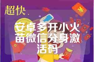 安卓多开小火苗微信分身激活码