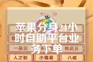 苹果分身24小时自助平台业务下单