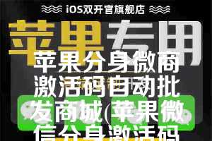 苹果分身微商激活码自动批发商城(苹果微信分身激活码怎么弄)