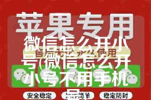 微信怎么开小号(微信怎么开小号不用手机号)