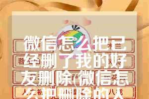 微信怎么把已经删了我的好友删除(微信怎么把删除的人拉回来)