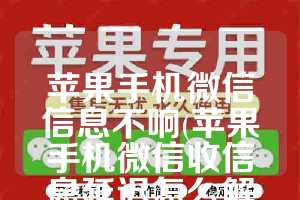 苹果手机微信信息不响(苹果手机微信收信息延迟怎么解决)