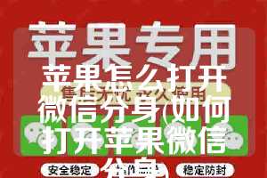 苹果怎么打开微信分身(如何打开苹果微信分身)