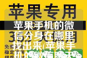 苹果手机的微信分身在哪里找出来(苹果手机的微信聊天记录转到华为手机)