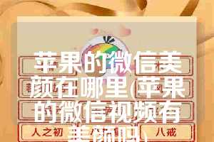 苹果的微信美颜在哪里(苹果的微信视频有美颜吗)