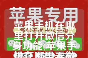 苹果手机在哪里打开微信分身功能(苹果手机在哪里弄微信分身)