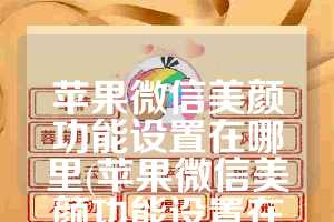 苹果微信美颜功能设置在哪里(苹果微信美颜功能设置在哪里设置)